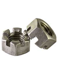 Slotted Hex Nuts, National Coarse & Fine, Plain Steel