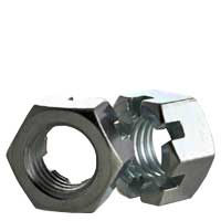 Slotted Hex Nuts, National Coarse & Fine, Zinc Plated Steel